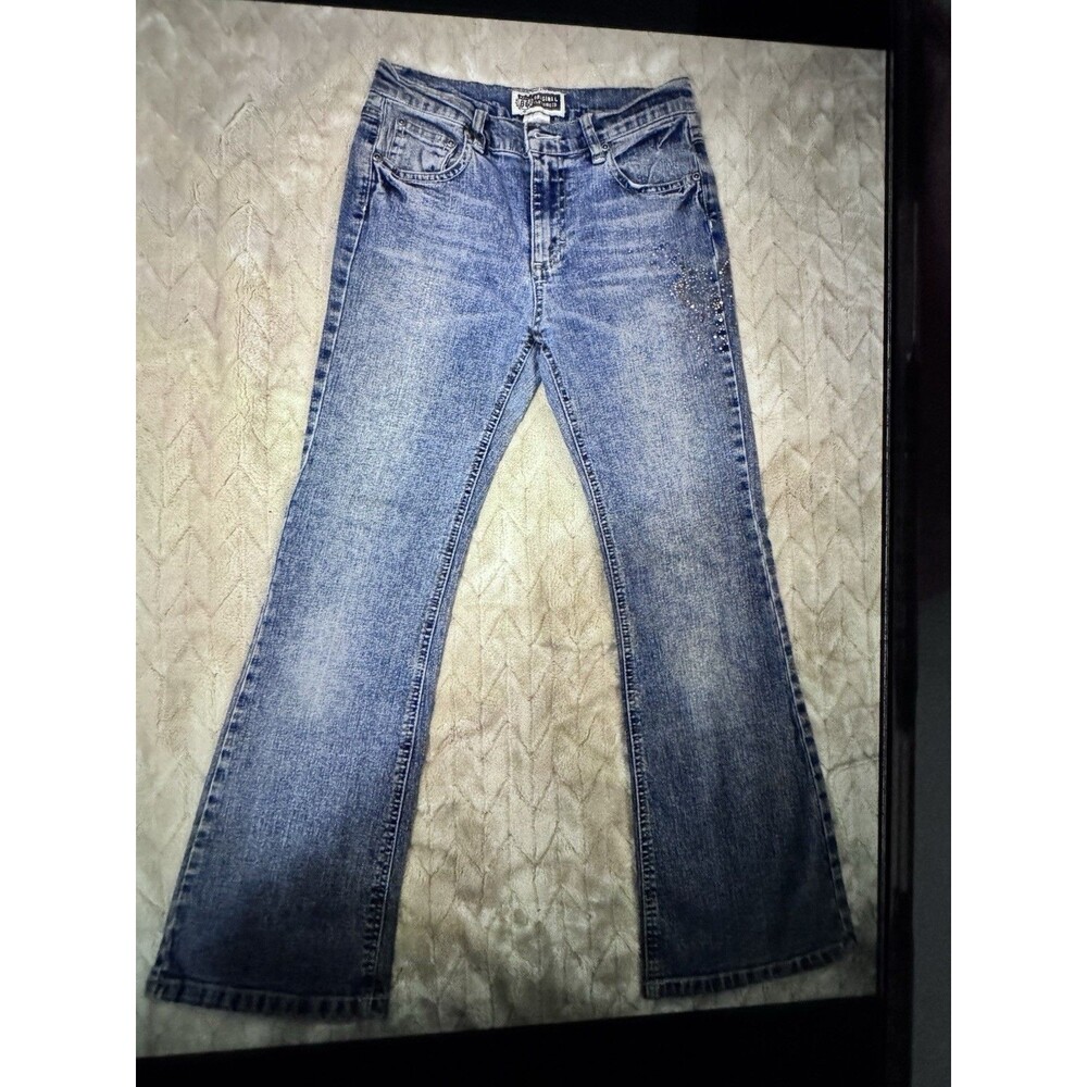 Route 66 Jeans Girls 10 Light Wash Rhinestone Y2K Flare Bootcut Vintage